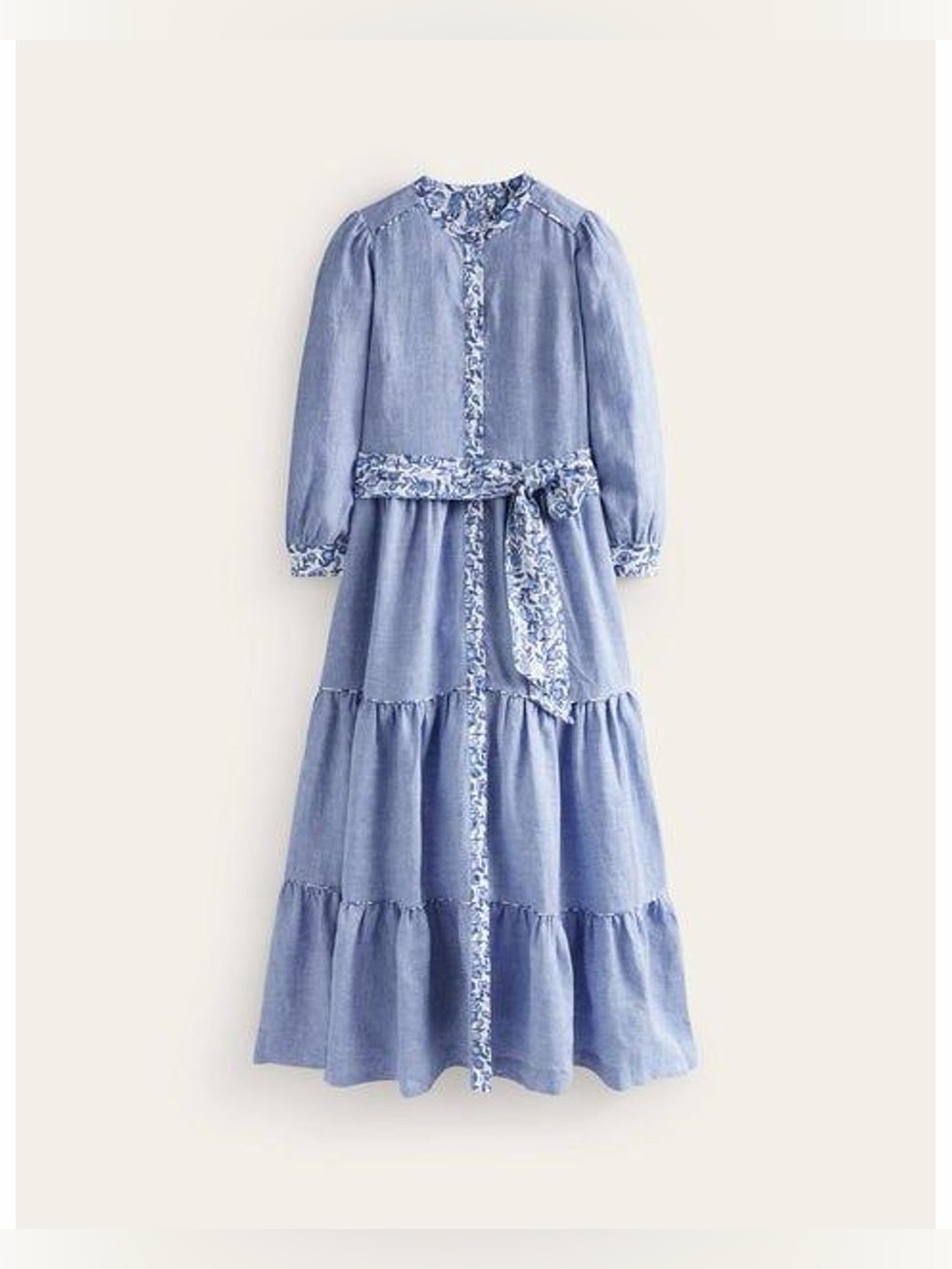 Boden Light Blue Floral-Trim Midi Dress - Picture 13 of 13